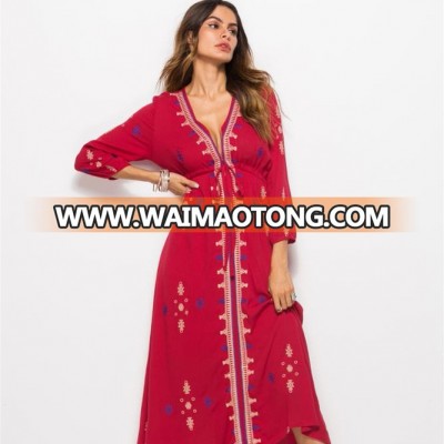 2018 China Manufacture Fashion Embroidery  Women Casual Dress