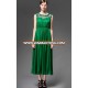 Fashion Good Quality Sleeveless green simply silk Dress